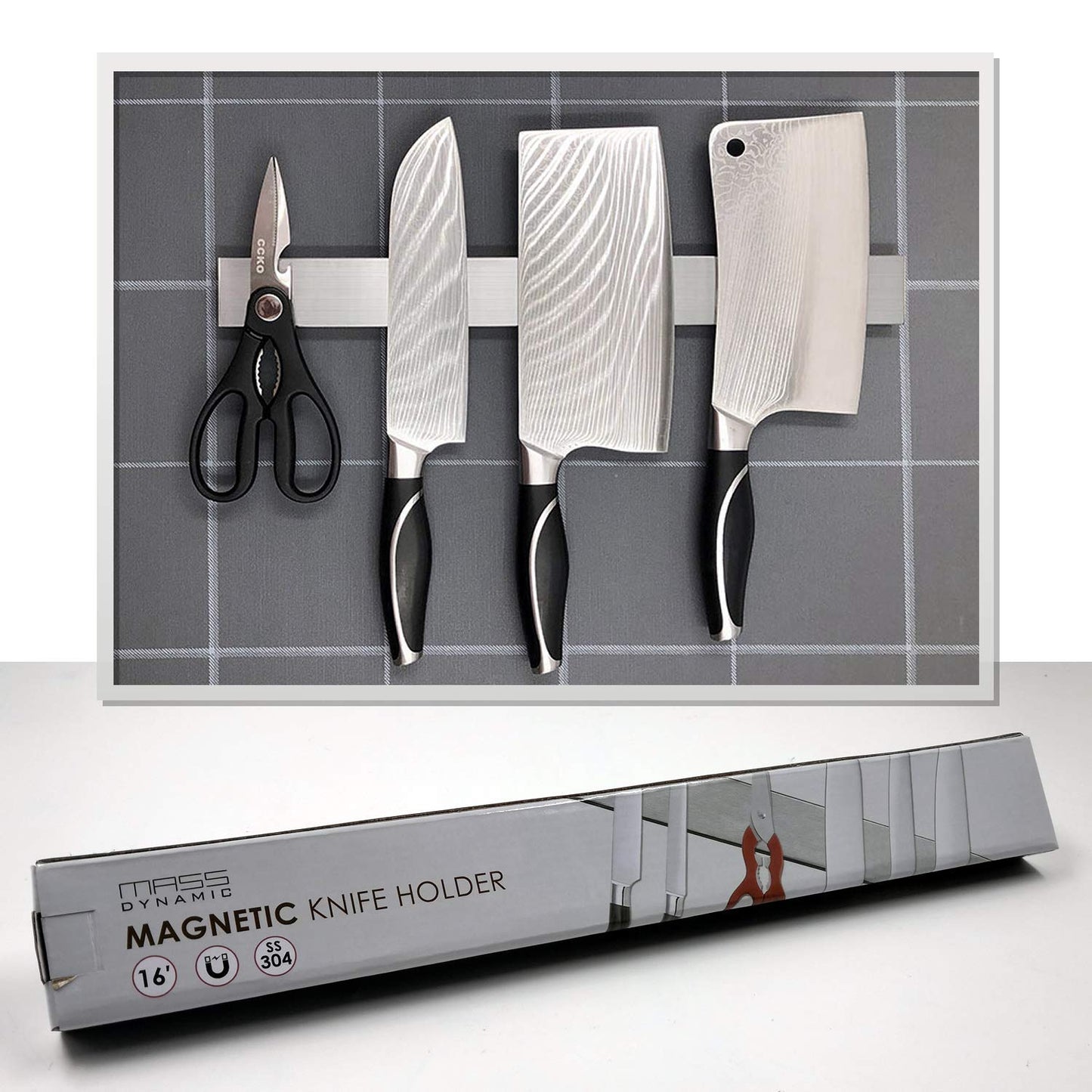 Magnetic Knife Holder/Wall Utensil Storage Rack/Stainless Steel Knives Strip - 40cm(16inch)
