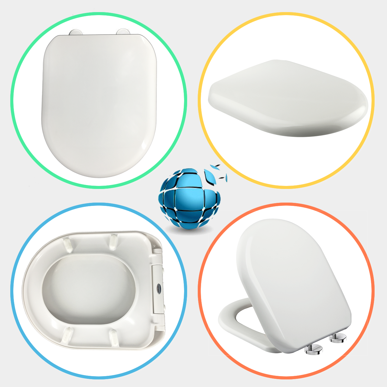 D-Shape Toilet Seat | Quick Release, Soft Close | White "UF" (Urea-Formaldehyde) Material