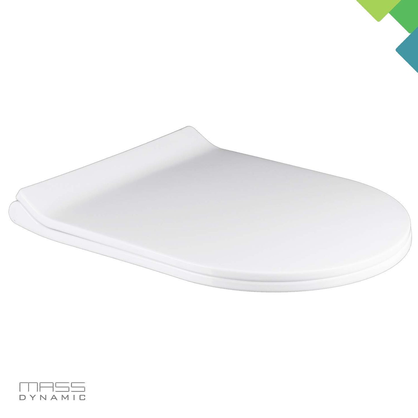 D-Shape (White) Toilet Seat with Soft Close & Quick Release Hinges, PP Material, Easy Installation by Mass Dynamic