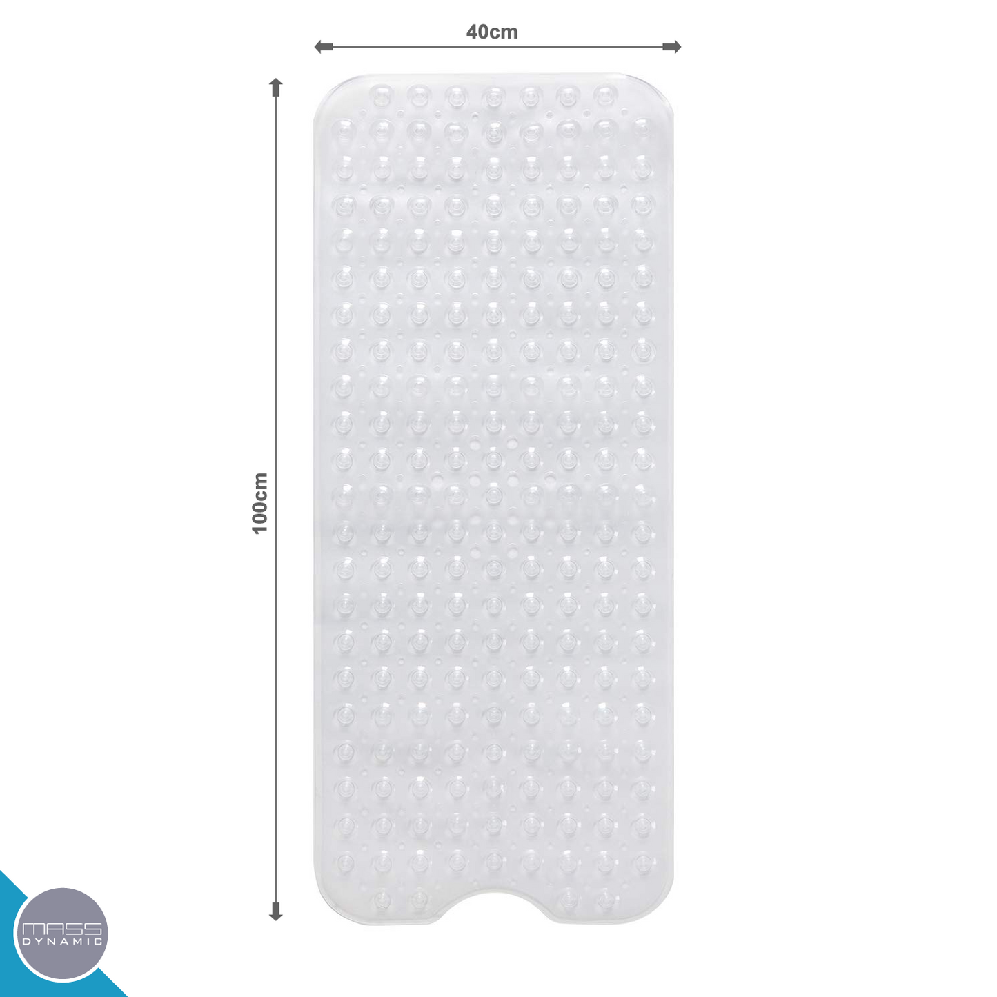 Non Slip Bath Mat | Extra Long Bath Mat | Machine Washable Shower Mats with Anti Slip Suction Cups (Transparent Clear)