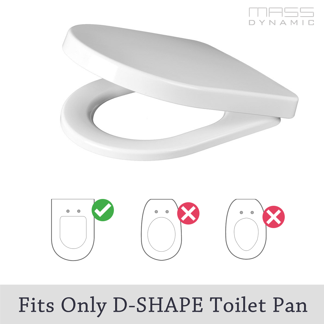 D-Shape Toilet Seat Soft Close Quick Release "UF" (Urea-Formaldehyde)