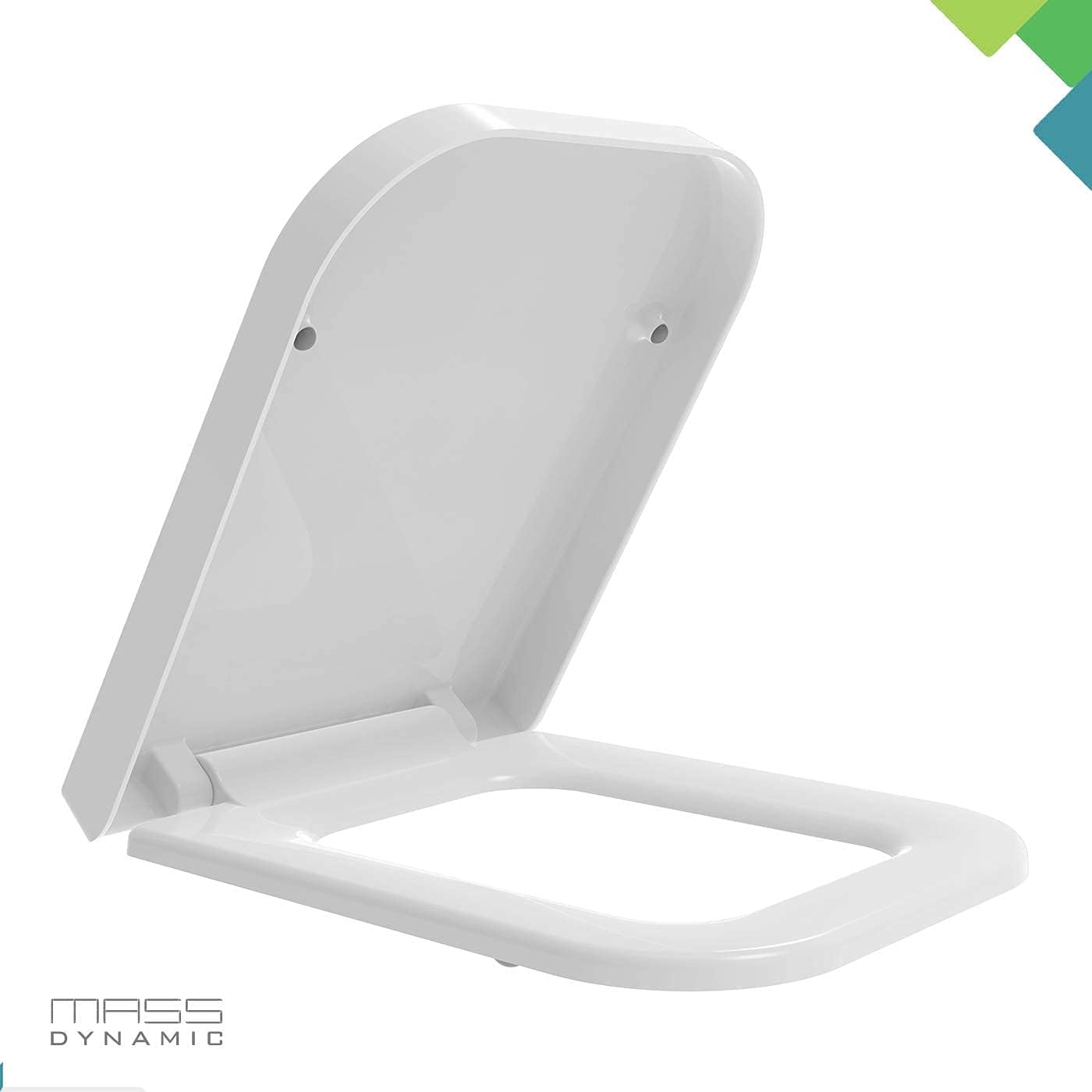 Square Shape Toilet Seat, Soft Close  white with Quick Release (UF)