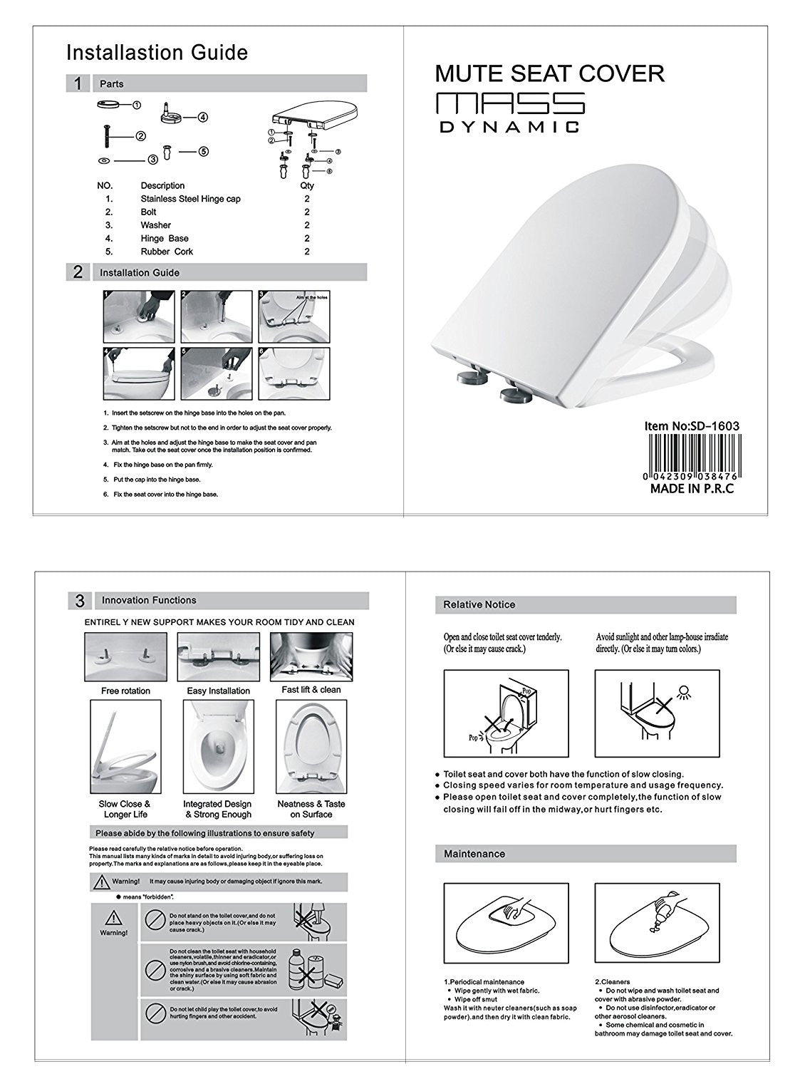 D-Shape Toilet Seat Soft Close Quick Release "UF" (Urea-Formaldehyde)