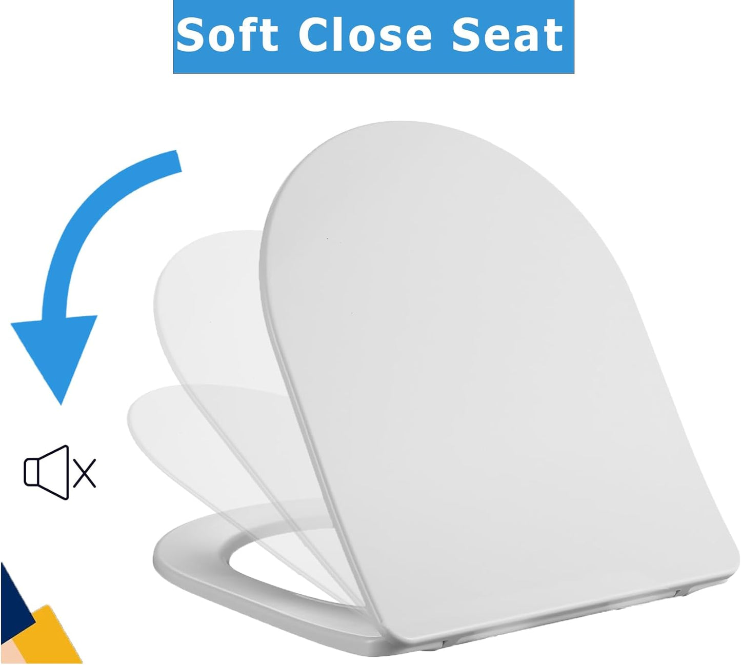 Soft Close D-Shape White Toilet Seat, One Button Quick Release for Cleaning, Durable Urea Formaldehyde Material