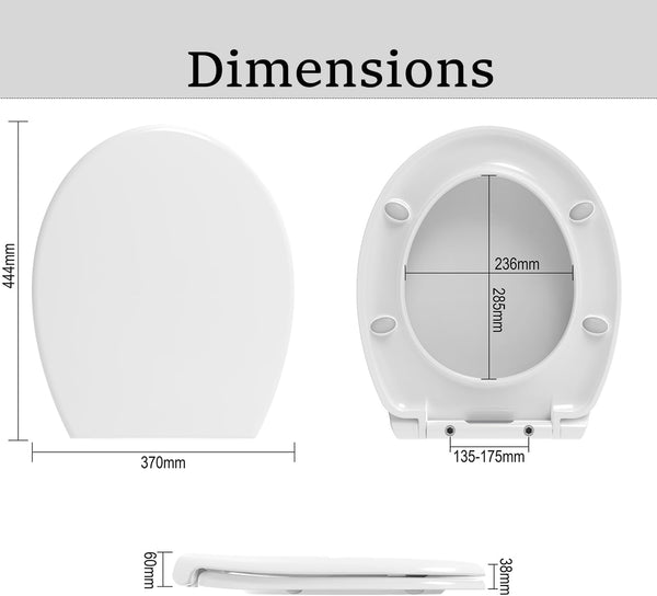 Mass Dynamic White Soft Close Toilet Seat with Quick Release for Easy Clean Loose Seat with Adjustable Hinges Standard O Shape Toilet Seat UF (Signature Series)