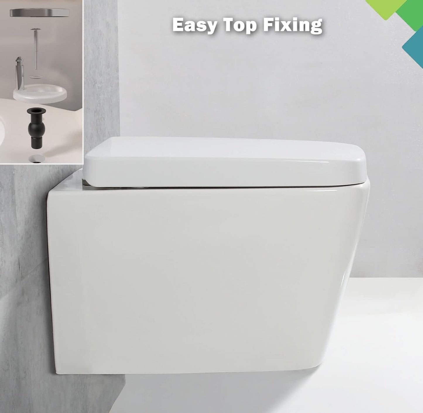 Square Shape Toilet Seat - Soft Close with Quick Release (PP)