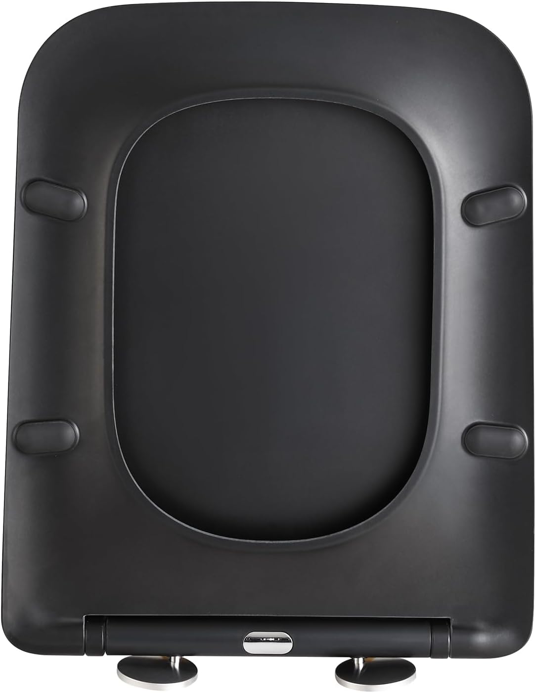 Soft Close Square Shape Black Toilet Seat, One Button Quick Release Toilet Seats for Easy Cleaning, Easy Installation Slim Toilet Seat