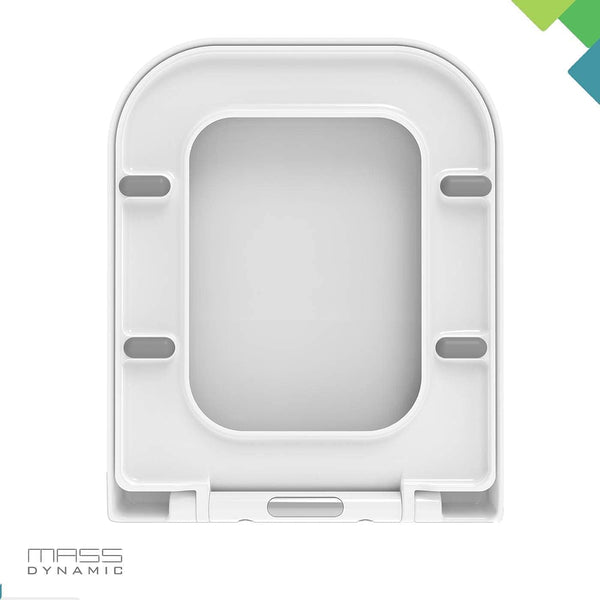 MASS DYNAMIC Soft Close Toilet Seat with Top Fixing Quick Release Feature and Adjustable Hinges (460mm x 360mm)