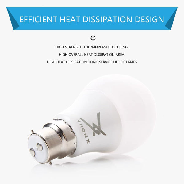 VIIONX Bayonet Light Bulb – 60W Equivalent, Warm White 2700K, 8.5W, 806lm B22 LED Bulb