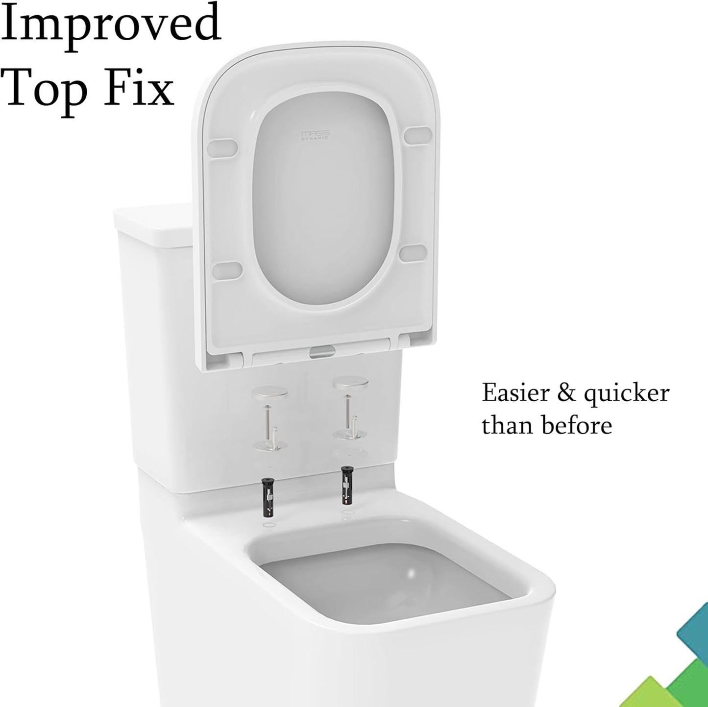 Soft Close Square Shape White Toilet Seat, One Button Quick Release Toilet Seats, Adjustable Hinges, Slim Urea Formaldehyde Loo Seat