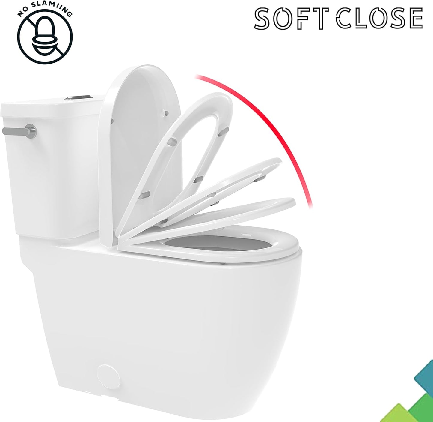 D-Shape Toilet Seat, Soft Close Toilet Seat White with Quick Release (Heavy Duty) (445mm x 360mm)