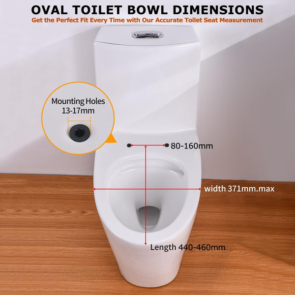 Mass Dynamic White Toilet Seat with Soft Close Toilet Seat, One Button Quick Release for Easy Cleaning, Easy Top Fix Standard O Shape Toilet Seat (460mm x 370mm)