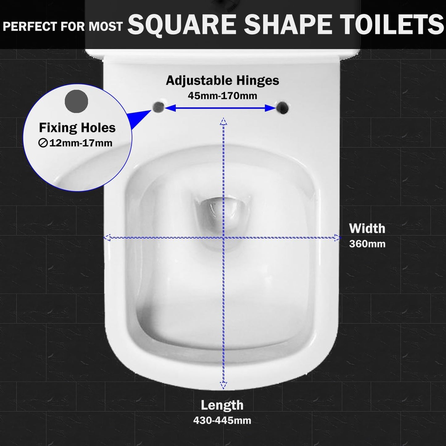 Square Shape Toilet Seat - Soft Close with Quick Release (PP)