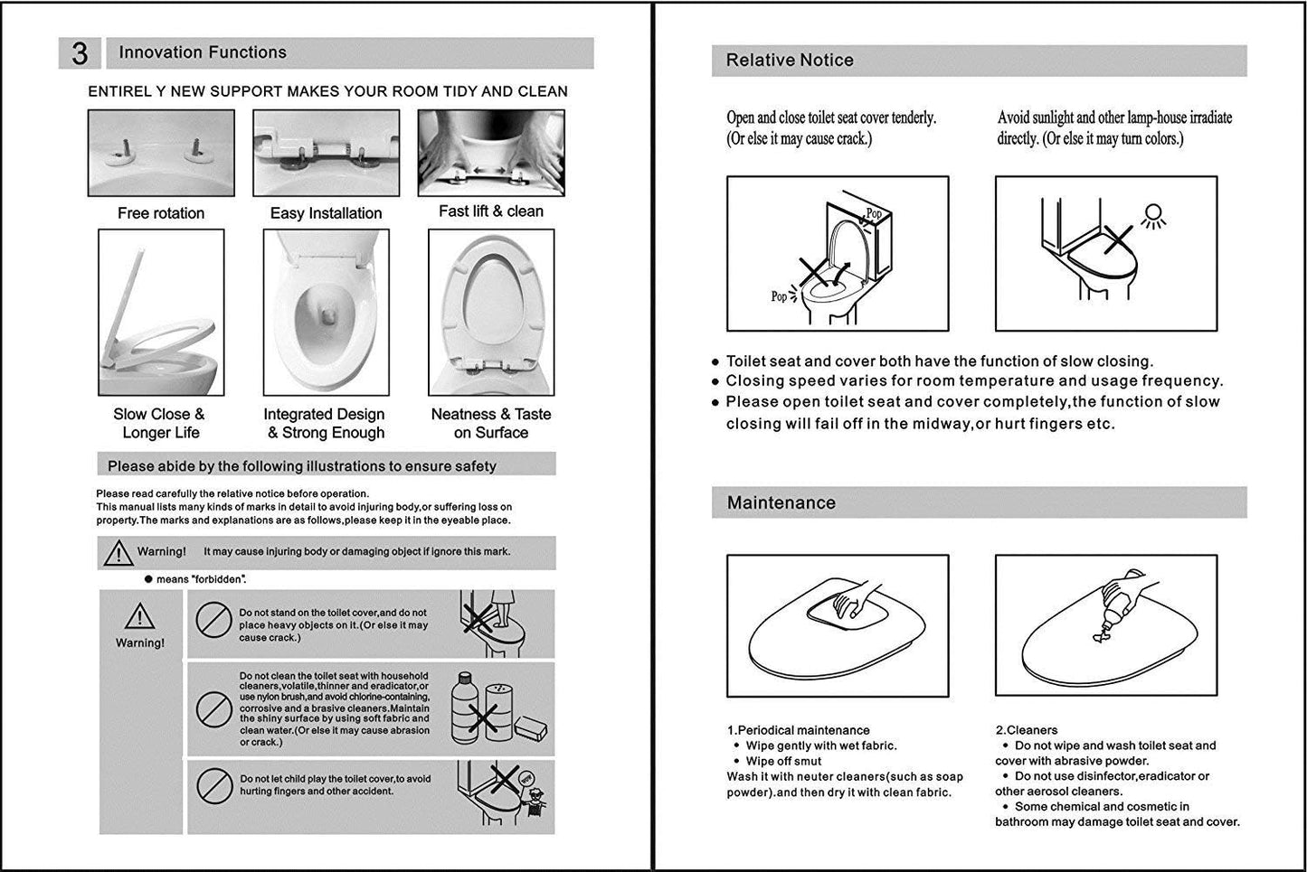 Oval Shape Toilet Seat Slow Soft Close With Top Fixing Hinges (UF)