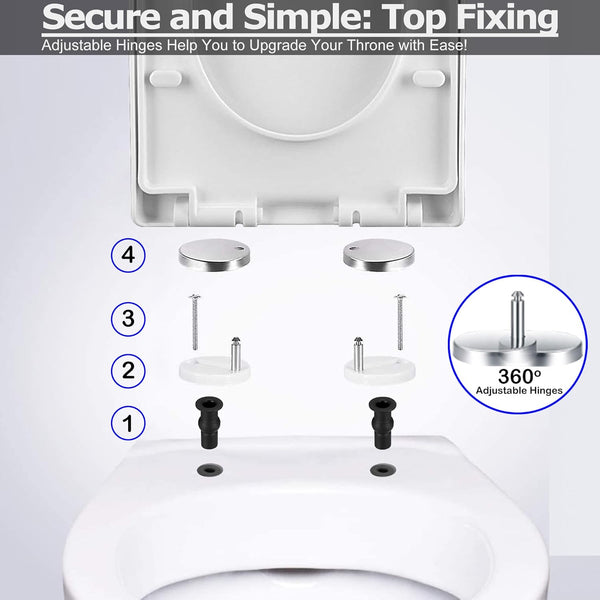 Mass Dynamic D-Shaped White Toilet Seat with Soft Close & Quick Release Hinges, Polypropylene (PP) Material