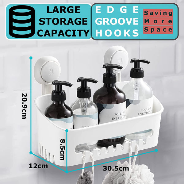 Corner Shower Caddy Suction Mounted Vacuum Shelf Organizer Waterproof, Removable