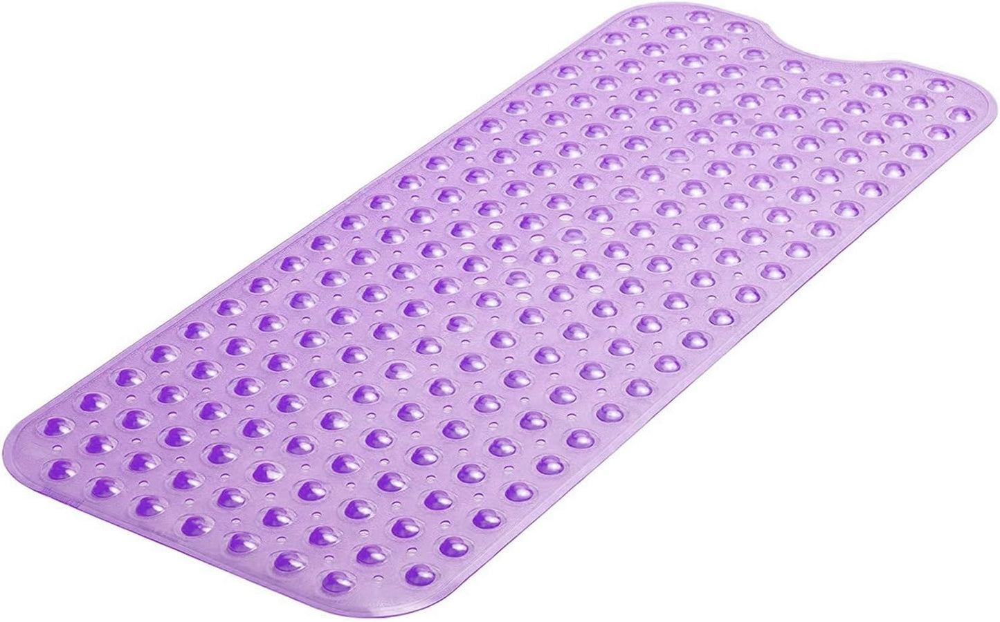 Extra Long Bath Mats Non Slip Bathtub Mat Mildew Resistant Shower Mats with Anti Slip Suction Cups | Easy Clean Bathtub Mat with 176 Drain Holes (Transparent Purple)