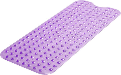 MASS DYNAMIC Extra Long Bath Mats Non Slip Bathtub Mat Mildew Resistant Shower Mats with Anti Slip Suction Cups | Easy Clean Bathtub Mat with 176 Drain Holes (Transparent Purple)