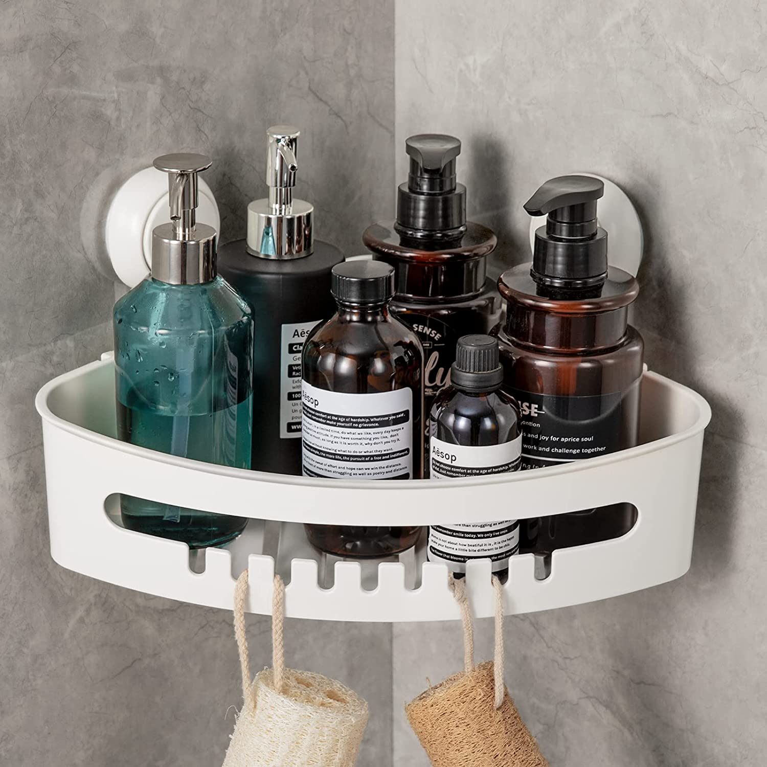 LEVERLOC Corner Shower Caddy Suction Cup NO-Drilling Removable