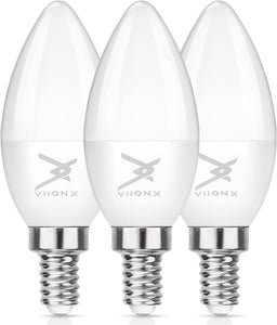 VIIONX E14 LED Light Bulb – Small Edison Screw SES Candle Bulbs, 4.5W, 470 Lumens, 40W Equivalent, Warm White 2700K, Energy-Saving Candle Light Bulbs, Non-Dimmable (3) [Energy Class F]