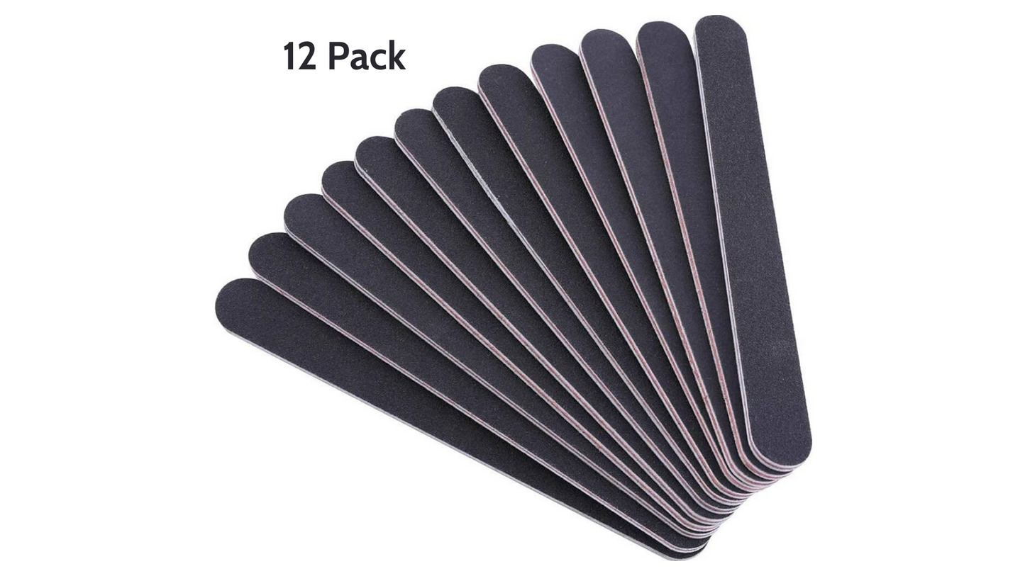 Nail File Set, Double Sided Emery Board-Nail Buffer Files kit 100/180 Grit (12 Pack)