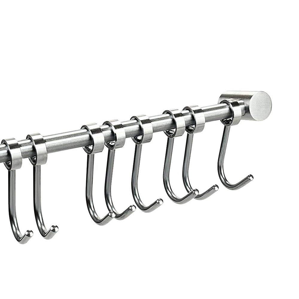 12 Stainless Steel Kitchen Hook Wall Mounted Utensils Hanging Rack