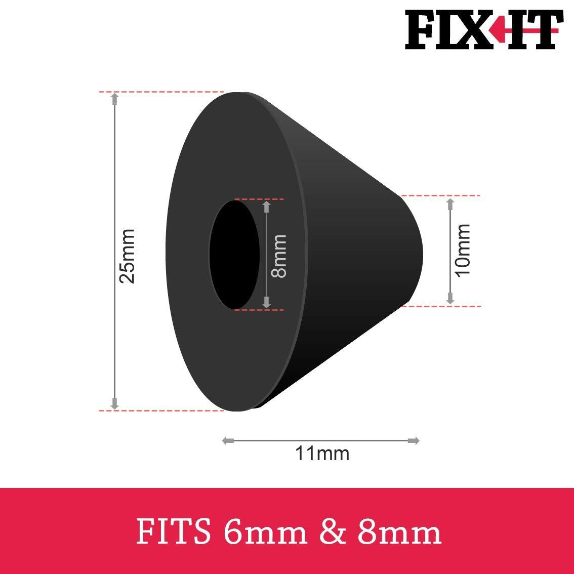 Fix It Non Slip 4x Rubbers to Secure Loose Toilet Seats Hinge Fittings for Resin, Plastic, Chrome and Brass Hinges on Wooden, Oak & Novelty Seats