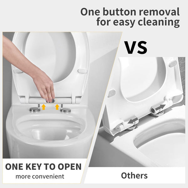 MASS DYNAMIC Soft Close Toilet Seat White | O Shape Toilet Seat | Loo Seat with Quick Release Button for Easy Cleaning | Top Fixing Toilet Seats with Adjustable Hinges