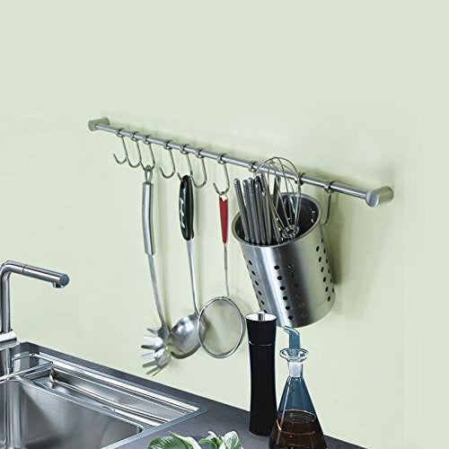 12 Stainless Steel Kitchen Hook Wall Mounted Utensils Hanging Rack