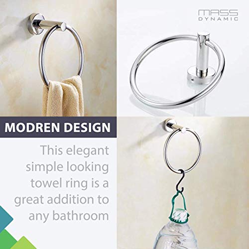 Stainless Steel Towel Holder, Bathroom Towel Ring, Wall Mount Hanging Towel Hanger Bath Accessories, Contemporary Round Style/Shape Hand Kitchen Towel Holder