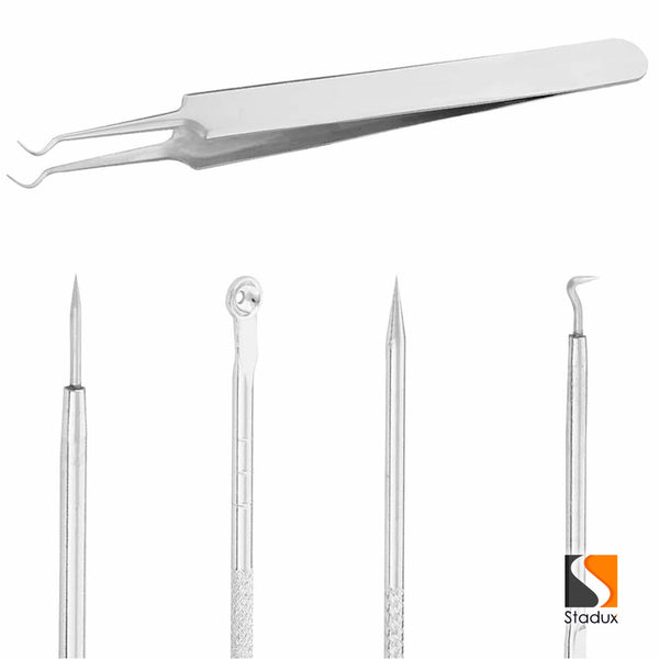 Stadux Professional Blackhead Remover, Comedone Extractor Tweezers Pimple Spot Popper Remov