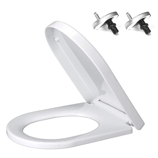 D-Shape Soft-Close Seat with Quick Release 360 Stainless Steel Hinges , White Color
