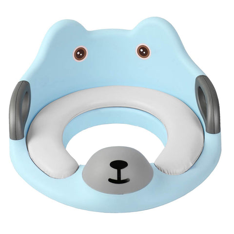 MASS DYNAMIC Toddler Toilet Seat - Potty Training Seat for Kids - Non-Slip Loo Trainer with Anti-Splash Guard - Unisex Toilet Assistant Ring with Handles and Backrest for Extra Security (Blue)