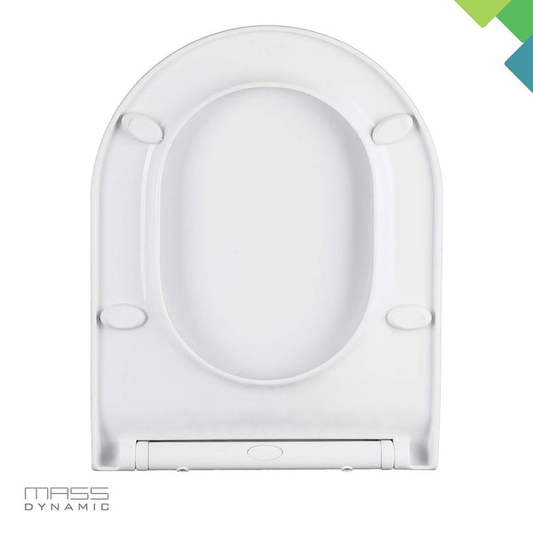 D-Shape (White) Toilet Seat with Soft Close & Quick Release Hinges, PP Material, Easy Installation by Mass Dynamic