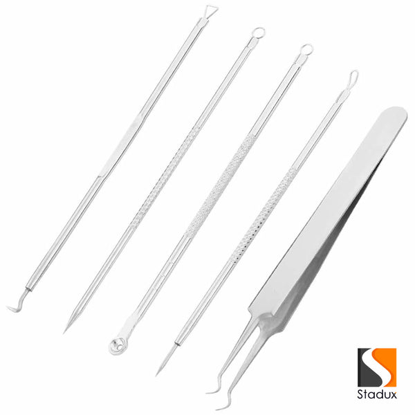 Stadux Professional Blackhead Remover, Comedone Extractor Tweezers Pimple Spot Popper Remov