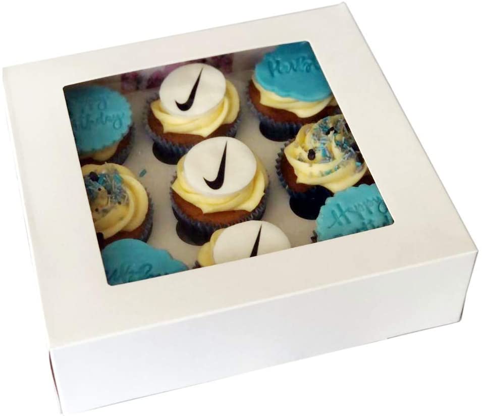 Cupcake Boxes White - Cupcakes Carrier with 9 Holes (Pack of 10)