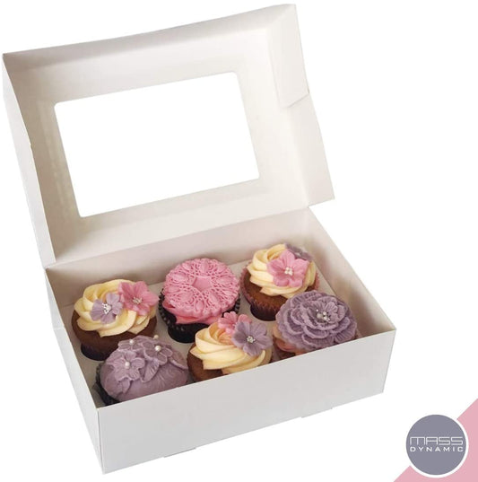 Cupcake Boxes White - Cupcakes Carrier with 6 Holes (Pack of 25)