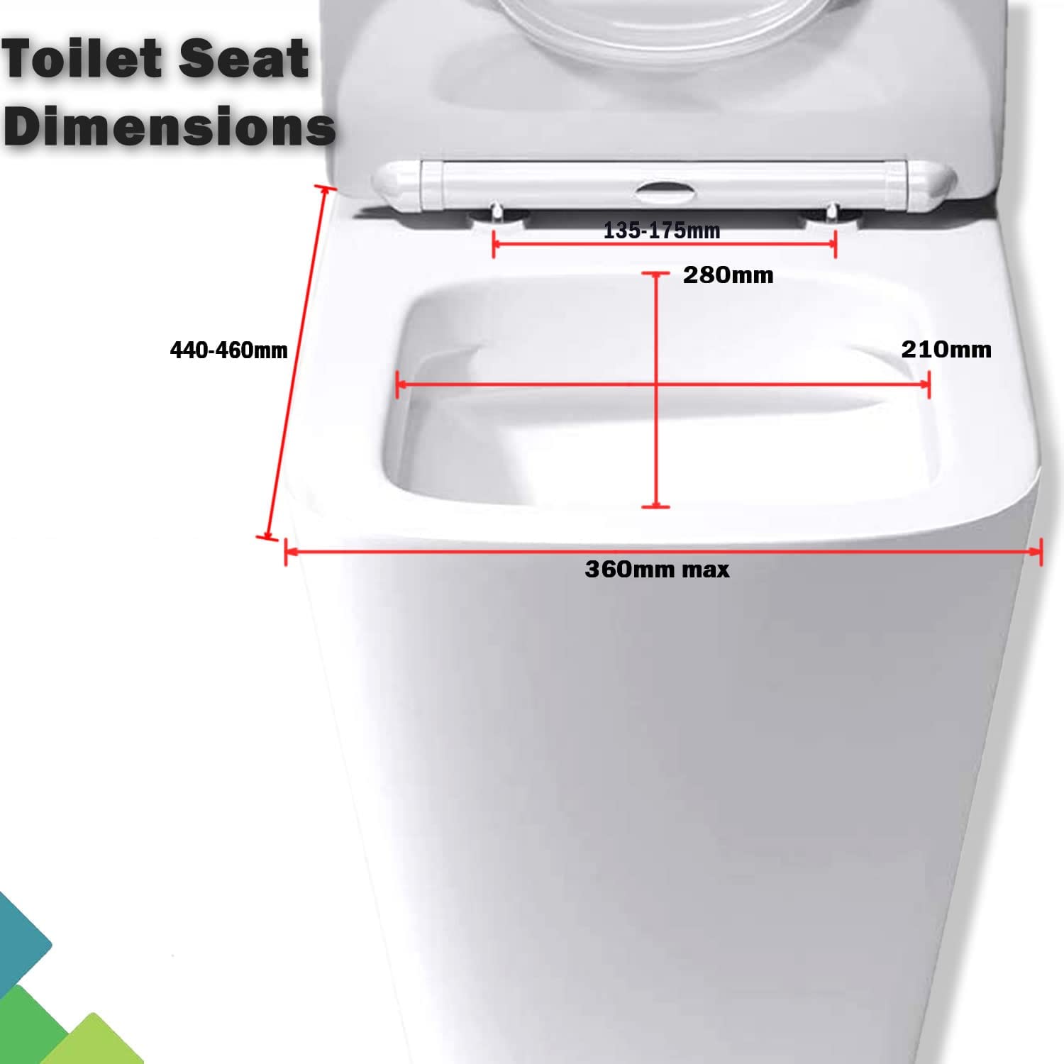 Mass Dynamic Soft Close Square Toilet Seat - Quick Release & Easy