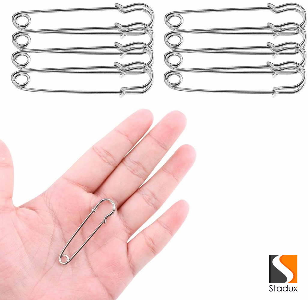 30Pcs Safety Pins, Strong Metal Safety blanket Pins, Sliver 50mm