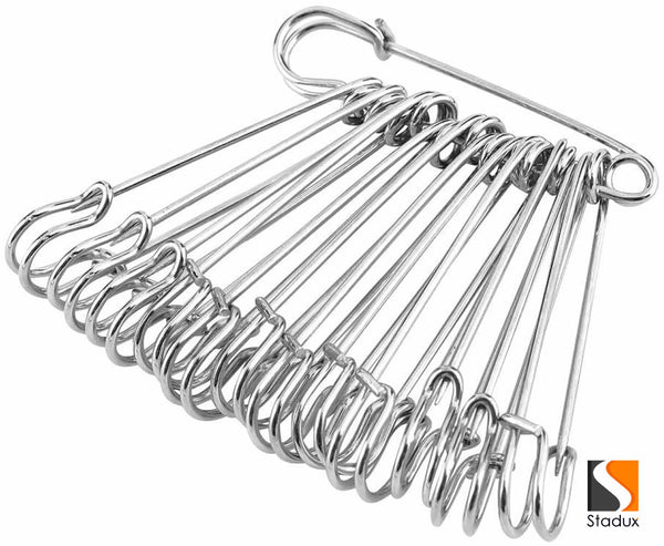 Stadux 30Pcs Large Safety Pins, 2 Inches Strong Safety Pins For Hefty Materials Like Blanket Quilt Upholstery & Fabric, Stainless Steel Sliver