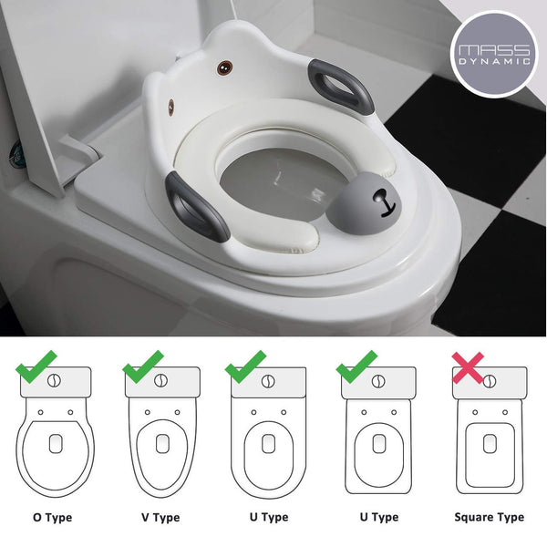 Toddler Toilet Seat - Potty Training Seat for Kids - Non Slip Loo Trainer with Anti-Splash Guard - Unisex Toilet Assistant Ring with Handles and Backrest for Extra Security (White)