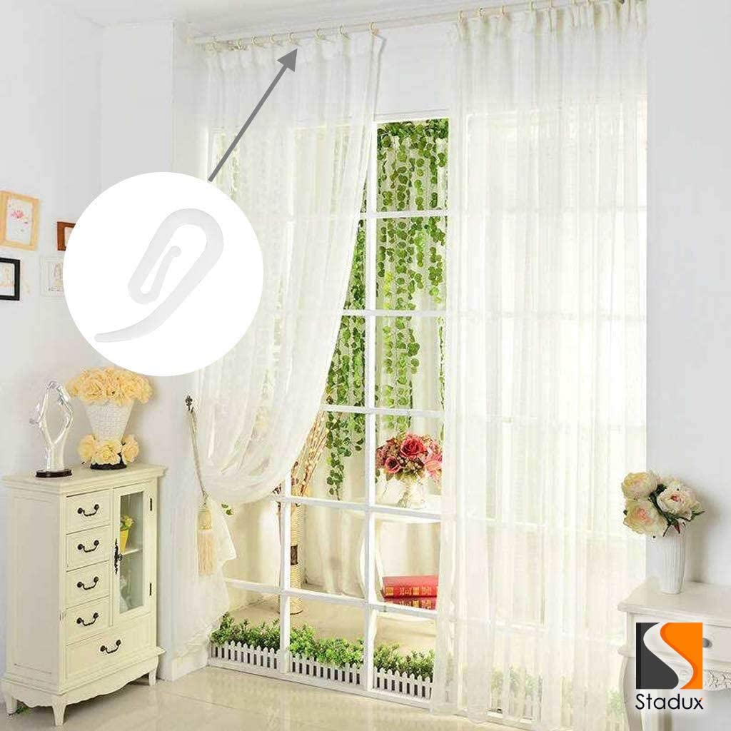Curtain Hooks Plastic White For Door Curtain, Window Curtain, 100pcs