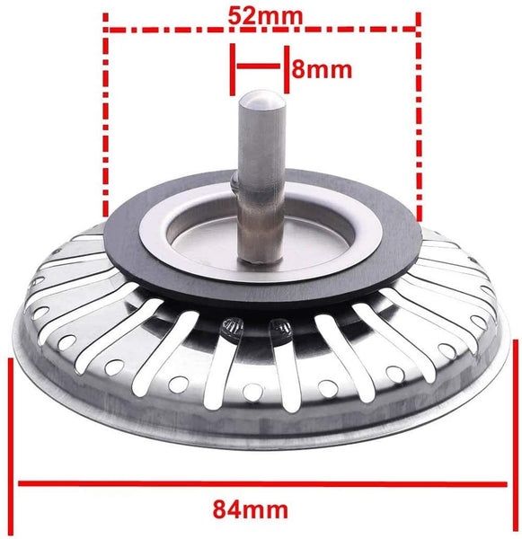 Kitchen Sink Strainer Plug, Dual Function Basket Strainer Diameter: 84mm