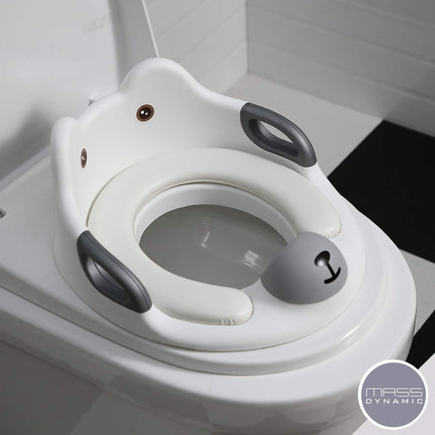 Toddler Toilet Seat - Potty Training Seat for Kids - Non Slip Loo Trainer with Anti-Splash Guard - Unisex Toilet Assistant Ring with Handles and Backrest for Extra Security (White)