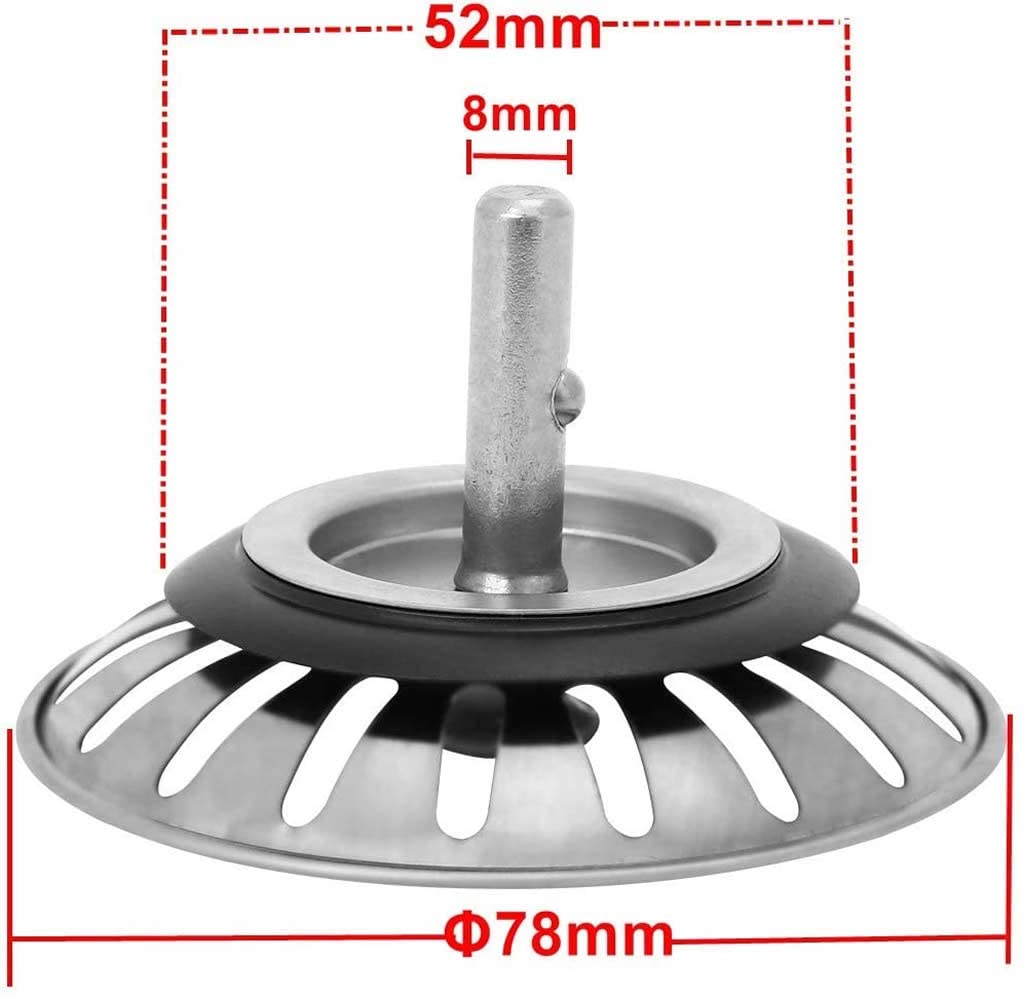 Kitchen Sink Strainer Plug, Dual Function Basket Strainer, Diameter: 78mm