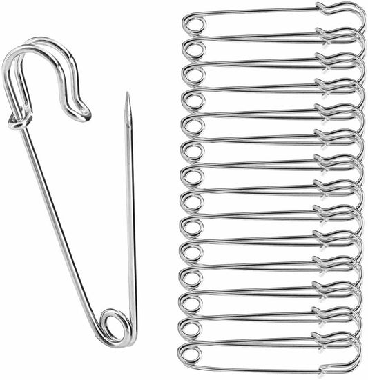 30Pcs Safety Pins, Strong Metal Safety blanket Pins, Sliver 50mm