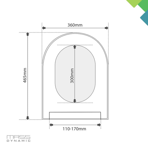 D-Shape (White) Toilet Seat with Soft Close & Quick Release Hinges, PP Material, Easy Installation by Mass Dynamic