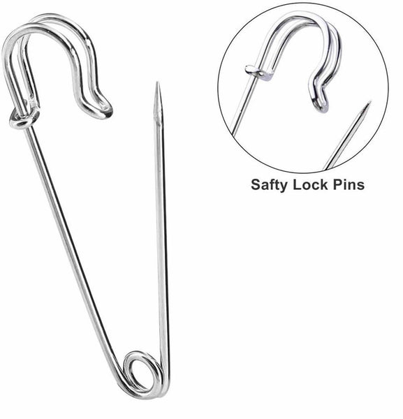 Stadux 30Pcs Large Safety Pins, 2 Inches Strong Safety Pins For Hefty Materials Like Blanket Quilt Upholstery & Fabric, Stainless Steel Sliver