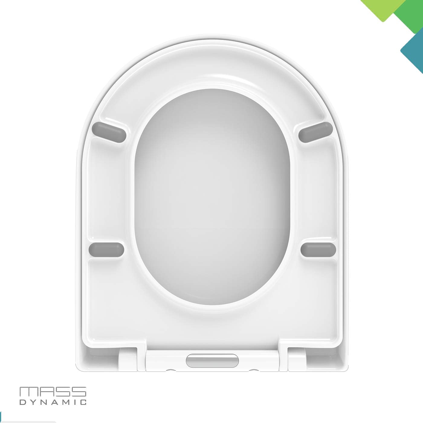 D-Shape Toilet Seat, Soft Close Toilet Seat White with Quick Release (Heavy Duty) (445mm x 360mm)