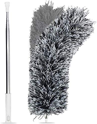 Extendable Feather Duster Long Handle - Hand Duster for Cleaning High Ceiling Fans, Blinds, Cobweb